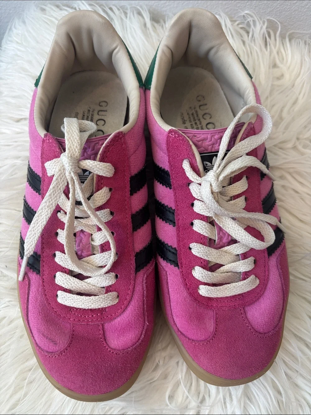 GUCCI adidas Pink and Black Suede Low-Top Sneakers